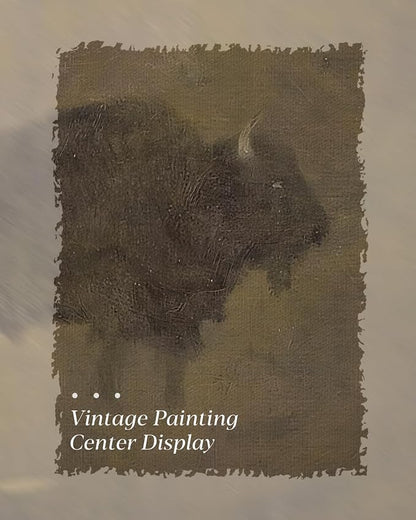 HUARCEY Gold Framed Canvas Wall Art, Retro Bison Picture Decor, Bedroom Bathroom Kitchen Farmhouse Decor, Moody Rustic Vintage Canvas Paintings, 8x10inch