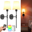 Battery Operated Wall Sconces Set of Two, Rechargeable Wall Light with Remote Control, Dimmable 1800K-6000K LED Wall Lamp, 9 Color Modes, Wireless Sconce Wall Decor Set of 2 for Living Room, Bedroom