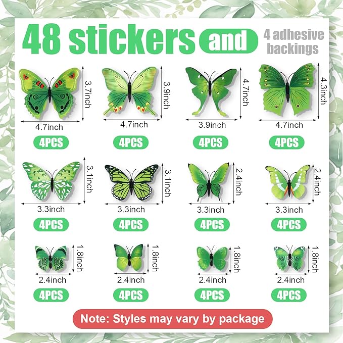 Novabright 3 Tier Macrame Wall Hanging Shelves with Artificial Ivy Leaves and Light, 36 3D Green Butterfly Wall Stickers, Wooden Floating Hanging Storage Shelves for Forest Room Decor