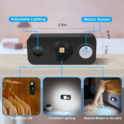 LED Motion Sensor Puck Lights, Rechargeable Cabinet Lights, Stick on Wireless LED Night Light for Closet, Drawer, Shelf, Under Cabinet, Daylight White 8Pack, USB Charging Cord Included