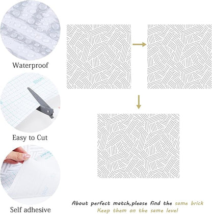 Timeet Modern Geometric Peel and Stick Wallpaper 17.3" x 78.7" Gray Stripe Textured Wallpaper Self Adhesive Wall Paper Removable Minimalist Decor for Bathroom Kitchen Bedroom