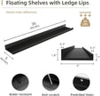 Picture Ledge Shelf, Wood Floating Shelves Set of 2, 36 inch Picture Ledge Shelves, Photo Ledge Nursery Book Shelves Wall Mounted for Living Room Kids' Room Bedroom, Color Black