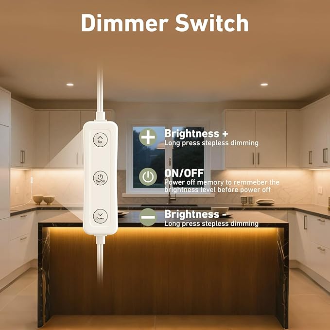 Under Cabinet Lighting Plug in. 3 PCS 12 Inches Likable Slim Bright Light Bars. Dimmable 14W Under Cabinet Lights for Kitchen Over Counter Coffee Station Shelf Closets Warm White 3000K