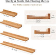 Oak Floating Shelves 16 Inch Wall Shelves for Decor and Storage, 6 Inch Deep Natural Solid Wood Shelf, Picture Ledge Shelf for Bedroom Bathroom Living Room KitchenLaundry Room