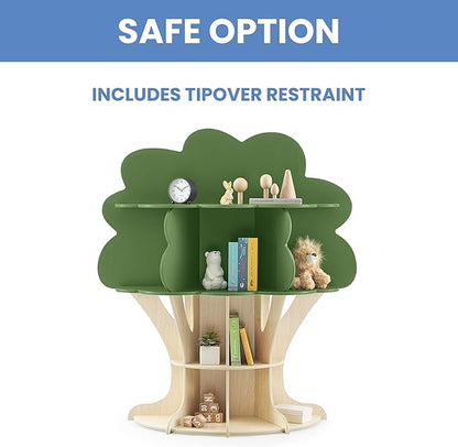 Delta Children Tree Bookcase - Greenguard Gold Certified, Fern Green/Crafted Natural