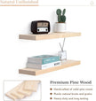 Marsmiles Natural Wood Floating Shelves | 24 Inch Unfinished Wood Wall Shelves Set of 2 | 24