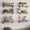 Floating Shelves Set of 6, Wooden Floating Shelves for Wall Decor, Farmhouse Shelf for Bedroom, Wall Mounted Bathroom Storage Shelves, Floating Book Shelves for Living Room