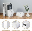 Decorative Square Marble Bookends for Heavy Books – Unique Book Ends for Shelves – Modern Aesthetic Book Holder/Stopper with Non-Slip Pads for Chic Home, Office, or Library Decor, White
