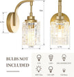 Gold Bathroom Wall Sconce Light,1-Light Vintage Brass Sconces with Clear Glass Shade,Hardwired Wall Mount Lighting for Mirror Bedroom Hallway Kitchen