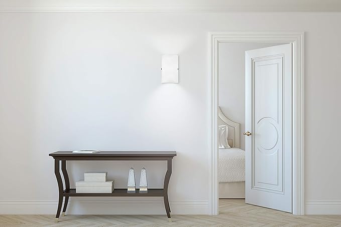 EGLO Troy 1-Light Wall Sconce Bathroom Modern Dimmable LED Mirror Vanity Light Fixture, Milk Clear