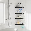 Sotfamily Plastic Shower Caddy Corner (for 90° Only), 4 Pack Adhesive Corner Shower Shelves for Bathroom Organizers and Storage, Black