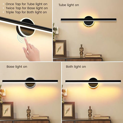 Wireless Picture Light, 16 inches Art Wall Light, Picture Light Battery Operated,Battery Operated Wall Lights,Gallery Light for Painting,Photo,Library (Matt Black)