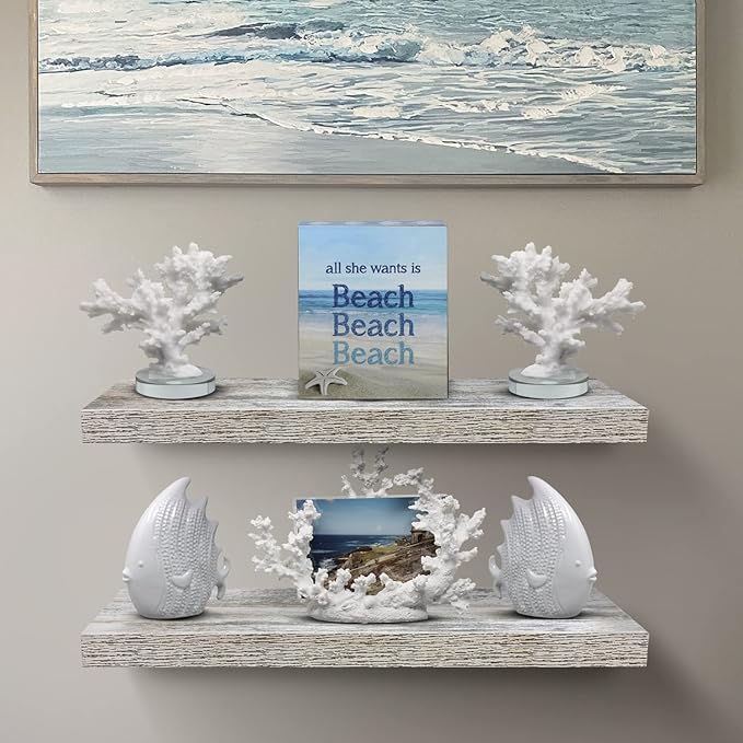 Sorbus Floating Shelves - 2 Pack 24 X 9 Inch Rustic Blue Wall Shelves for Bedroom, Kitchen, Living Room, Bathroom Shelves, Home Decor - Extra Long Floating Shelf for Trophy, Books Frames, Toilet Paper