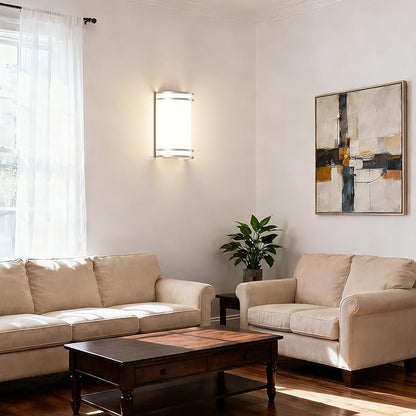 Aipsun Modern Wall Sconces 15W LED Indoor Hardwired Wall Sconce Lighting Dimmable Wall Lights for Living Room Hallway Bedroom (Brushed Nickel)