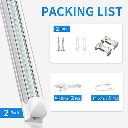 CNSUNWAY LED Shop Light 3FT, 30W 6500K Cool White, T8 LED Tube Lights, 4000LM V-Shape Ceiling Shop Lights, Linkable Under Counter Light for Kitchen, Garage, Workbench, Basement, ETL Listed (2 Pack)