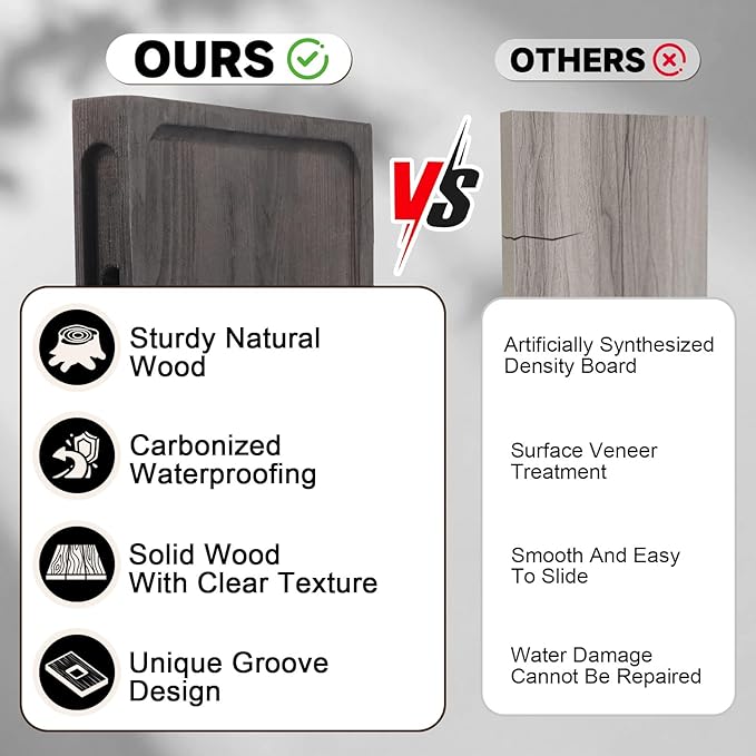 Solid Wood Floating Shelves for Wall 16 inch Bathroom Hanging Wall Shelves Set of 2 for Living Room Bedroom Kitchen Farmhouse 16x6.7 inch - Black