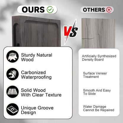 Solid Wood Floating Shelves for Wall 16 inch Bathroom Hanging Wall Shelves Set of 2 for Living Room Bedroom Kitchen Farmhouse 16x6.7 inch - Black