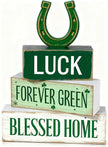 St. Patrick’s Day Decorations - St Patrick Day Lucky Horseshoe Tiered Tray Decor Set - Wooden Tabletop Decoration - Rustic Farmhouse Holiday Home Decor for Indoor Shelf Mantel Coffee Table Gift