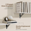 RICHFOCUS Floating Shelves for Wall Decor, 35.4W x 8D Shelves Set of 2, 8 Inch Deep Rustic Wood Shelves Wall Mounted with Brackets, Long Floating Shelves for Living Room Bedroom Kitchen, White