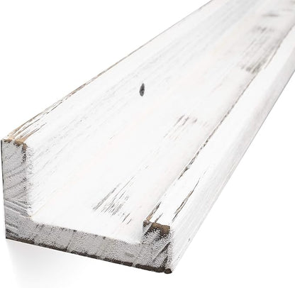 Rustic State Ted 60" Wall Mount Extra Long Narrow Picture Ledge Photo Frame Display - Wood Floating Shelf for Living Room Office Kitchen Bedroom Bathroom Décor - Set of 2 - Washed White