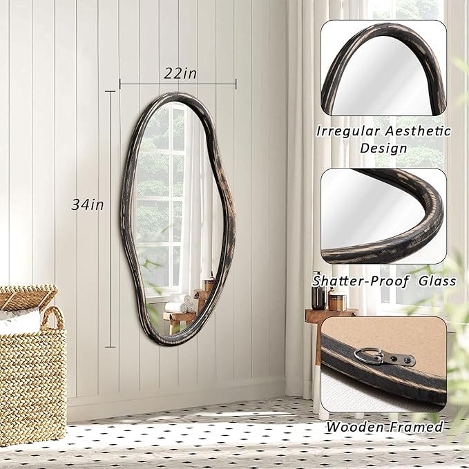 JJUUYOU Irregular Mirror Asymmetrical Wall Mirror 34