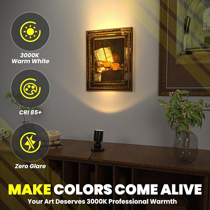 Mini LED Spotlight Plug in, 2-in-1 Indoor Small Spot Lights for Paired Display Art Model, Wired Accent Uplights for Plant Picture (Warm White)