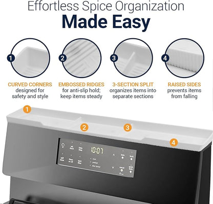Silicone Magnetic Stove Shelf For Back Of Stove - Over The Stove Shelf, Magnetic Stove Top Shelf, Over The Stove Spice Rack, Oven Shelf For Top Of Stove, Heat Resistant, Includes 6 Extra Plates, White