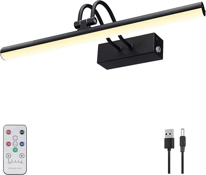 Picture Light,Picture Lights for Wall Cordless,13" Picture Lights with Timer and Dimmable,Battery Wall Lights for Display Gallery Painting Art Frame Portrait-Black