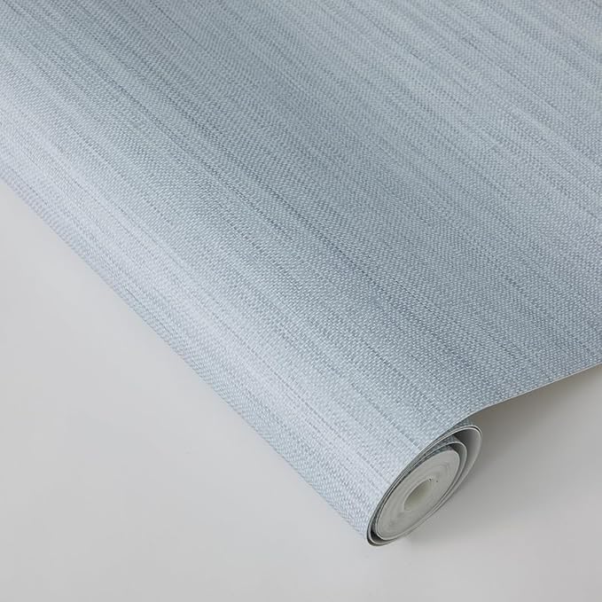 Tempaper Textured Powder Blue Horizontal Faux Grasscloth Removable Peel and Stick Wallpaper, 20.5 in X 16.5 ft, Made in The USA