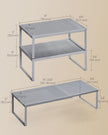 SONGMICS Spice Racks, Set of 2 Expandable Kitchen Countertop Shelves, Small Cupboard Organizers, Metal, Space-Saving Tabletop Shelves, Silver UKCS402FG01