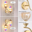 Battery Operated Wall Sconce, 2-Lights Vinatge Brass Wall Lighting with Amber Tluip Shade Rechargeable Bulb with Remote for Living Room, Bedroom