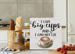 Funny Coffee Decor, Coffee Table Decor, Coffee Sign Decor, Wood Box Sign Block Coffee Table Decorations for Coffee Bar Home Office Shelf Decor 5 x 5 Inch, White