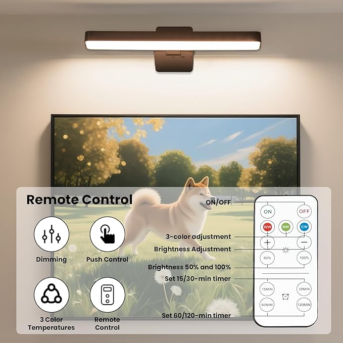 Battery Operated Picture Lights for Wall, Black Wireless Art Light for Paintings, Rechargeable Display Light for Picture with Remote, 3 Color Poster Lights for Portraits Frame Wall Decor (2 Pack)