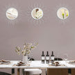 3 Pack Metal Mirrors for Wall Sunburst Wall Mirrors Home Décor Decorative Hanging Wall Art for Living Room Bedroom Entryway (Silver, Flower+Sunburst)