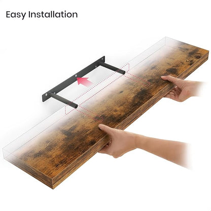 Ballucci Floating Shelves for Wall, 36" Wood Wall Shelf Set of 2, with Invisible Brackets for Bathroom, Living Room, Bedroom, Kitchen, Nursery, 8" Deep, Rustic Brown
