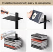 Invisible Floating Bookshelf for Wall, 8 Tier Vertical Spine Book Tower Wall Mounted, Heavy-Duty Metal Book Organizers for Home Office, 4 Pack Black