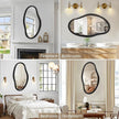 JJUUYOU Irregular Mirror Black Asymmetrical Wooden Wall Mirror 34