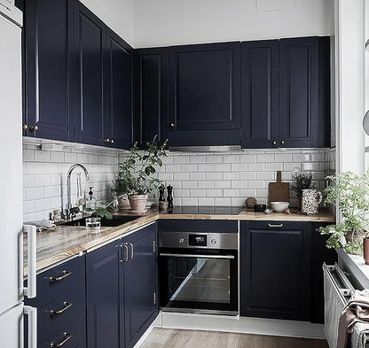 Blue Wallpaper Peel and Stick Dark Blue Wallpaper for Bedroom Bathroom Self Adhesive Removable Wallpaper Navy Blue Contact Paper for Cabinet Kitchen Room Wall Decor Vinyl Upgraded 17.3" x 394"