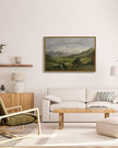 SHENIFY Landscape 24x36in Large Vintage Framed Canvas Wall Art Classical Mountain Range Valley Prints Farmhouse Bathroom Office Decor - Natural Framed