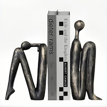 Book Ends for Shelves, Artistic Resin Sculpture Book Stoppers, Minimalist Home Office Decorative Gift for Book Lovers & Designers, Perfect for Bookshelf & Desk Organization, Set of 2