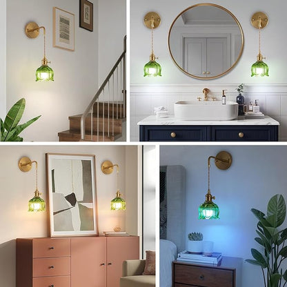 Vintage Battery Operated Wall Light with Remote, RGB Dimmable LED Wall Light Set of 2, Rechargeable Battery Powered Wall Lights with 15 Colors for Bedroom, Living Room, Home Decor