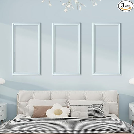 PALMPOP Peel and Stick Wall Molding Kit of 3 Frames,Premade Accent Wainscoting Panels, Ready to Molding Trim for Living Room Bedroom Corridor Home Interior Wall Panel Decor (24x16in)