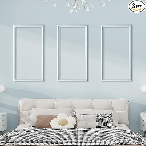 PALMPOP Peel and Stick Wall Molding Kit of 3 Frames,Premade Accent Wainscoting Panels, Ready to Molding Trim for Living Room Bedroom Corridor Home Interior Wall Panel Decor (24x16in)