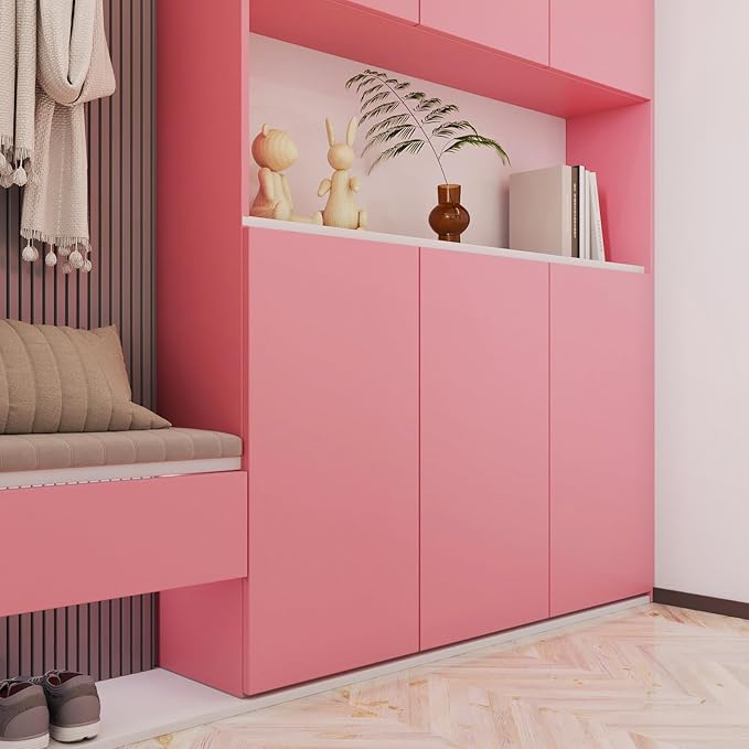 Livelynine Bright Pink Wallpaper Peel and Stick Matte Pink Contact Paper Waterproof Self Adhesive Wallpaper for Bedroom Girls Room Coral Vinyl Wrap for Cabinets Desk Classroom 15.8x78.8 Neon Cherry
