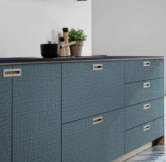 Guvana Grasscloth Peel and Stick Wallpaper Blue Textured Contact Paper Modern Removable Self Adhesive Wall Paper Thicken Fabric Faux Linen Wallpaper for Bathroom Bedroom Living Room 78.7inx15.7in