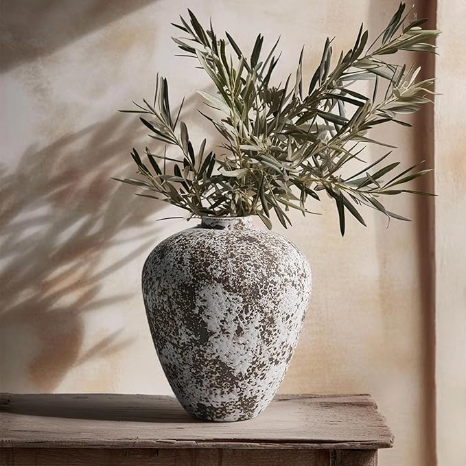 Ceramic Vase,Flower Vases Home Decor,Rustic Vintage Decorative Boho Vase for Centerpiece Table,Room,Bathroom,Wall,Bedroom,Living Room,Kitchen,Office Decorations,8.66 inch Retro Snowflakes