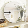 VooBang White Round Bathroom Mirror, 24 inch Circle Wall Mounted Hanging Mirror with Simple Modern Circular Metal Frame for Hallway, Entryway, Living Room, White Frame