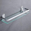 Bathroom Glass Shelf Tempered Glass Rectangular Extra Thick Aluminum Silver Sand Sprayed Wall Mounted 13.77 inches