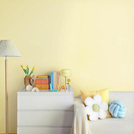 HeloHo Solid Light Yellow Wallpaper Matte Textured Peel and Stick Wallpaper 118"X15.7" Self Adhesive Removable Wall Paper Waterproof Contact Paper for Living Room Bedroom Decor