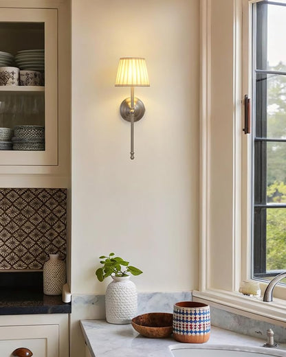 KDG Cordless Wall Sconces Set of 2, Small Wireless 5200mAh Rechargeable Battery Fabric LED Wall Lamps, Portables Lightings for Wall Painting, Living Room, Bedroom, Hallway, Gifts, Night Light (Nickel)